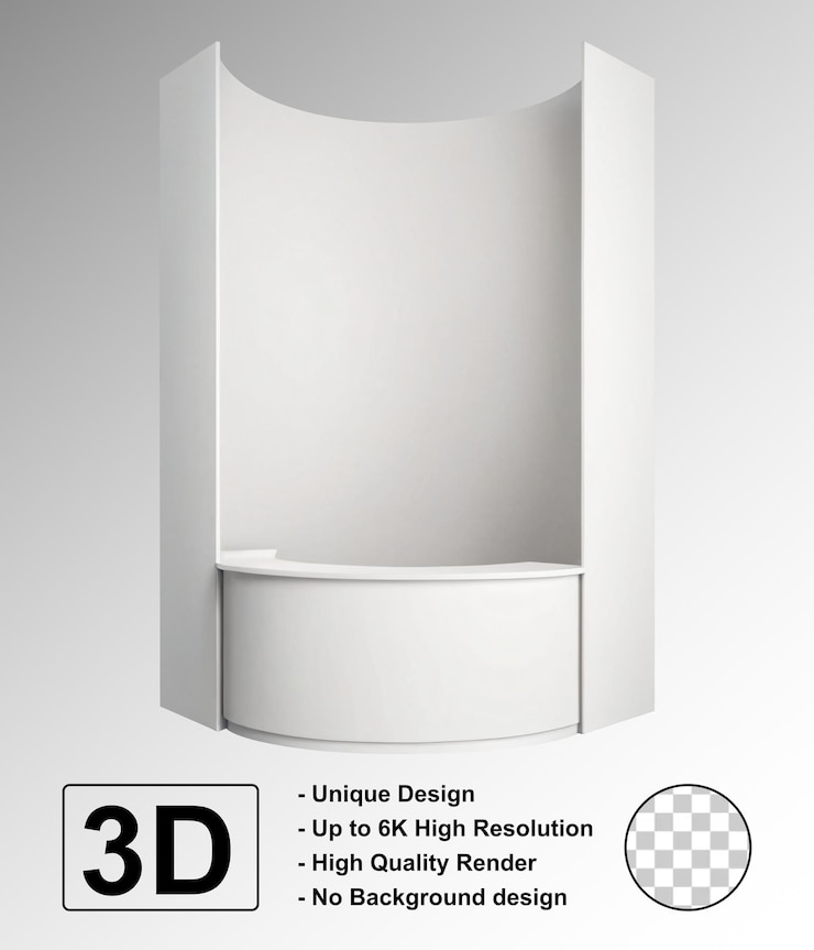 PSD mockup blanco de la cabina del evento con renderización 3d de la mesa de contador