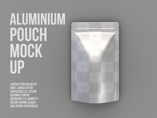 Mockup de bolsa de aluminio con fondo gris