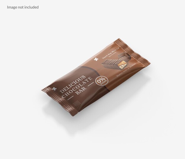 PSD mockup de bolsa de bocadillos mockup de empaque de barra y barra de chocolate
