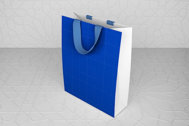 Mockup de la bolsa de compras azul