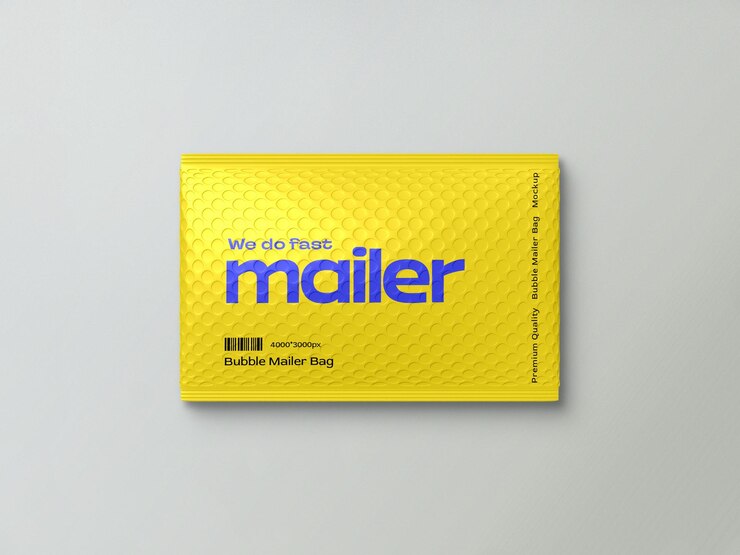 PSD mockup de la bolsa de correo de burbujas