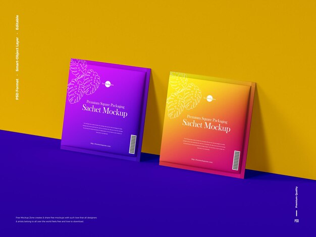 Mockup de la bolsa cuadrada premium