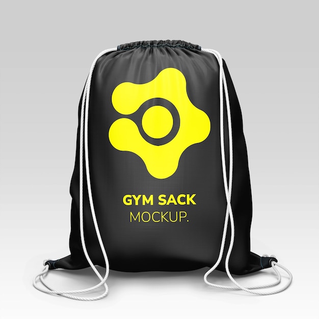 Mockup de bolsa de gimnasio con logo amarillo