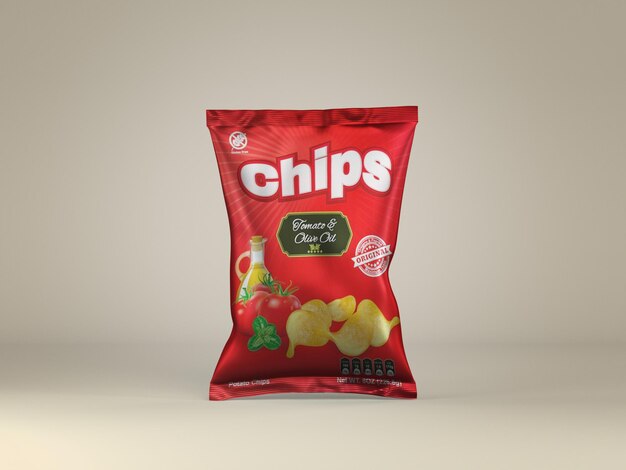 PSD mockup de la bolsa de papas fritas