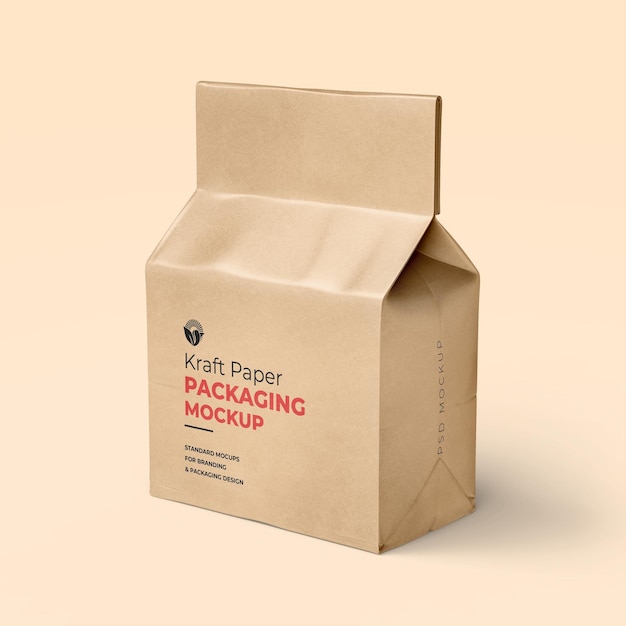 Mockup de bolsa de papel como bolsa de café o bolsa de frutos secos