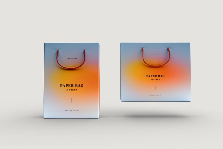 Mockup de bolsa de papel con fondo editable