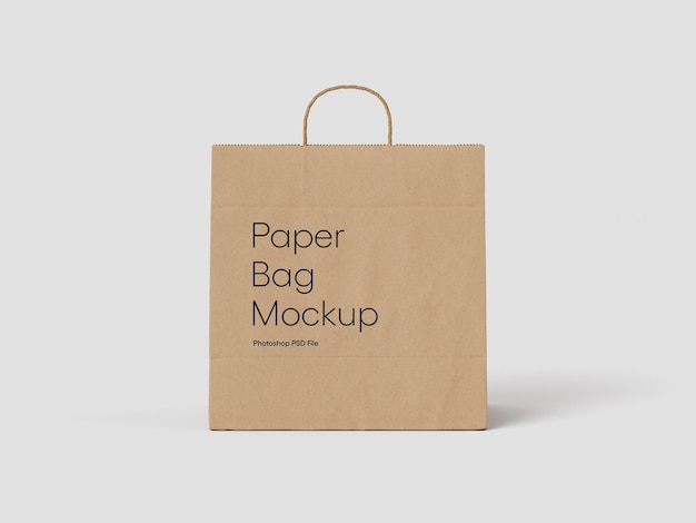 Mockup de bolsa de papel marrón archivo photoshop con impresión en negro