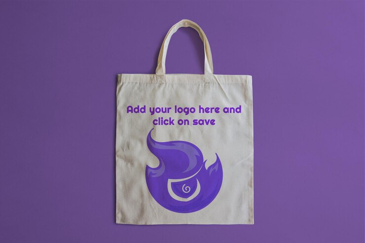 PSD mockup de bolsa de tote una bolsa de tote con en una mesa ajustable de color