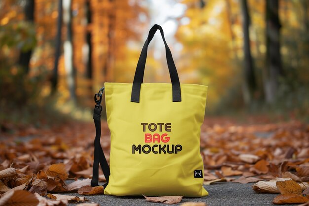 PSD mockup de la bolsa de tote manejada