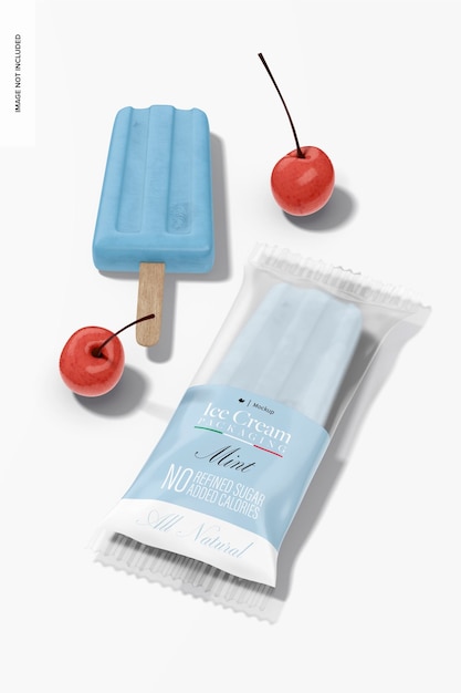 Mockup de bolsas de paletas con cerezas