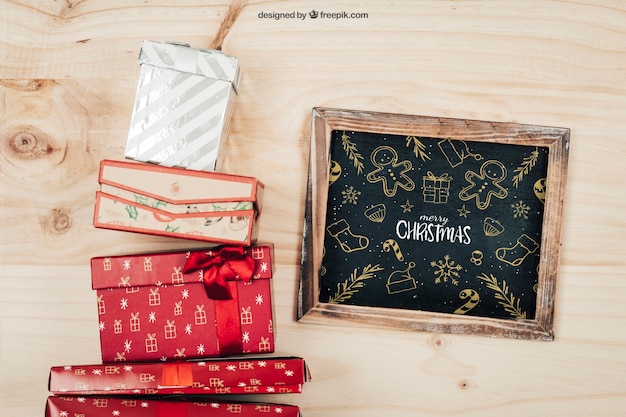 PSD mockup bonito con diseño de navidad