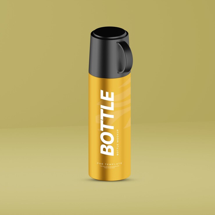 PSD mockup de la botella del ángulo superior