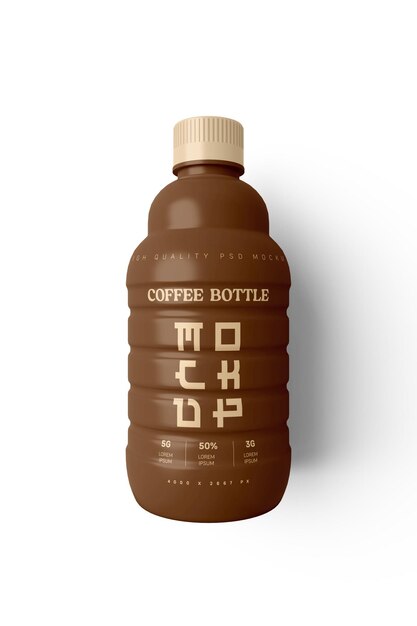 Mockup de botella de bebida en un fondo blanco
