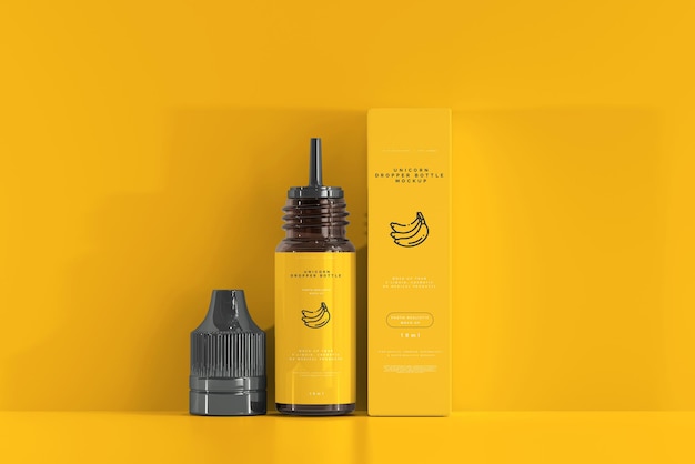 Mockup de botella y caja de gotero