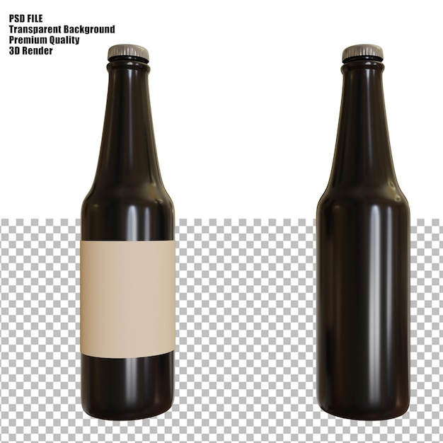 Mockup de botella de cerveza negra con etiqueta vacía