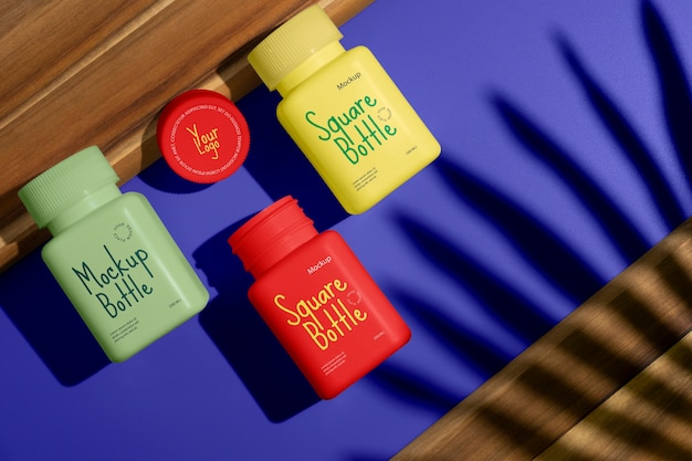 Mockup de botella cuadrada