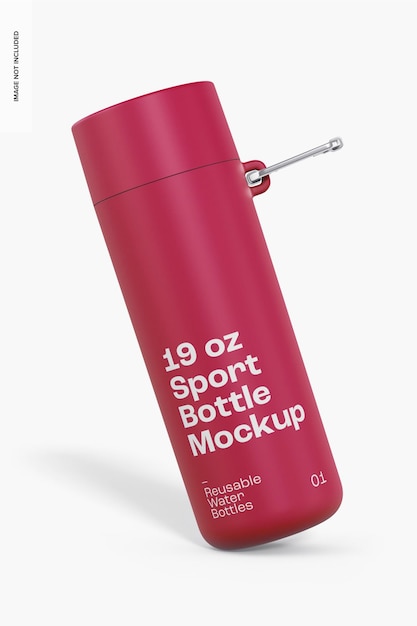 Mockup de botella deportiva de 19 oz, inclinado