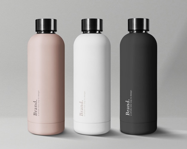 Mockup de botella deportiva psd en acero inoxidable en diseño minimalista