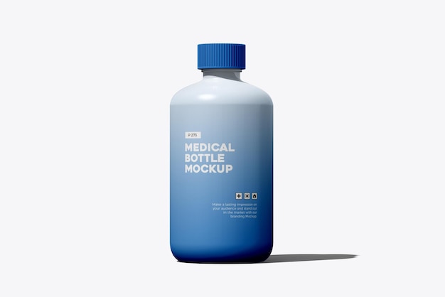Mockup de botella de medicina bajo la luz del sol 3D vista frontal