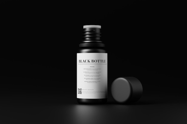 Mockup de botella negra para cosméticos