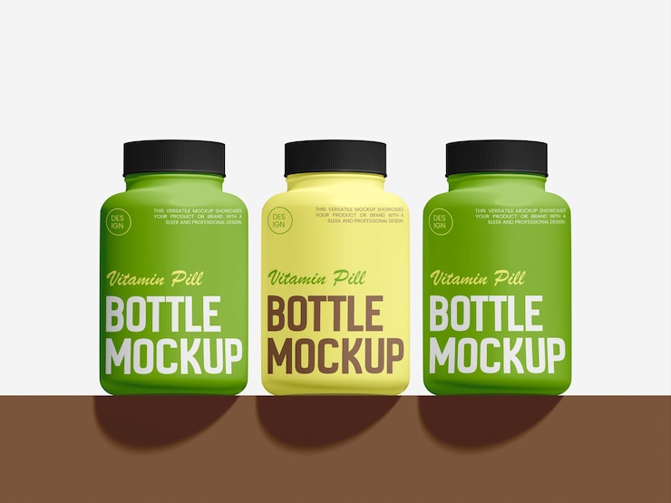 Mockup de la botella de las pastillas de vitaminas