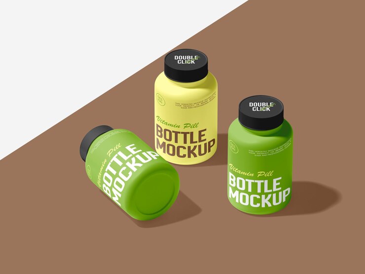Mockup de la botella de las pastillas de vitaminas