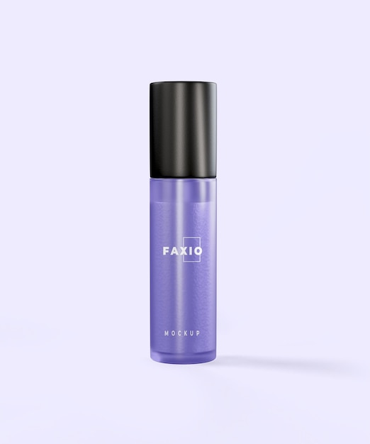 Mockup de una botella de perfume púrpura