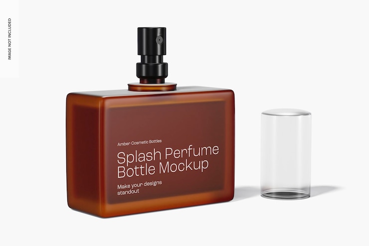 PSD mockup de la botella de perfume splash, abierto