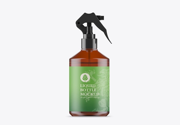 Mockup de una botella de spray de vidrio de ámbar