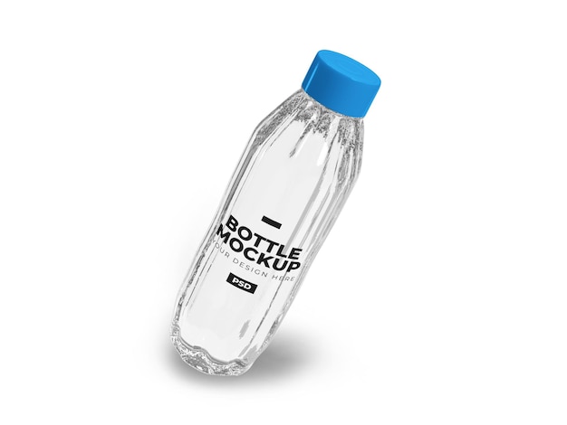 Mockup de botella transparente en un fondo blanco aislado