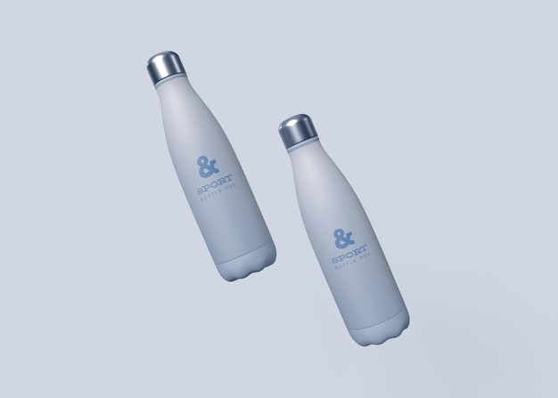 Mockup de botellas de agua deportivas