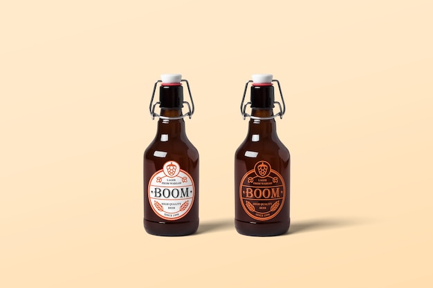 Mockup de botellas de cerveza