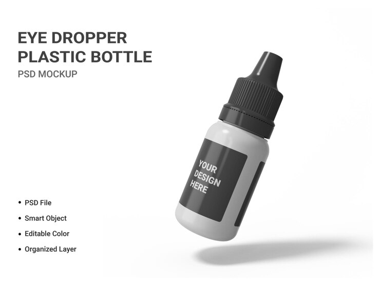 PSD mockup botol plastik pipet mata terisolasi