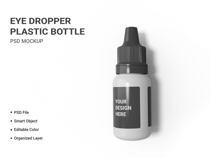 PSD mockup botol plastik pipet mata terisolasi