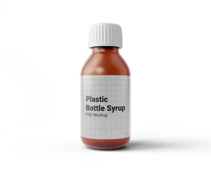PSD mockup botol plastik sirup