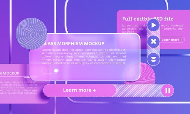 PSD mockup de botones de estilo glassmorphism