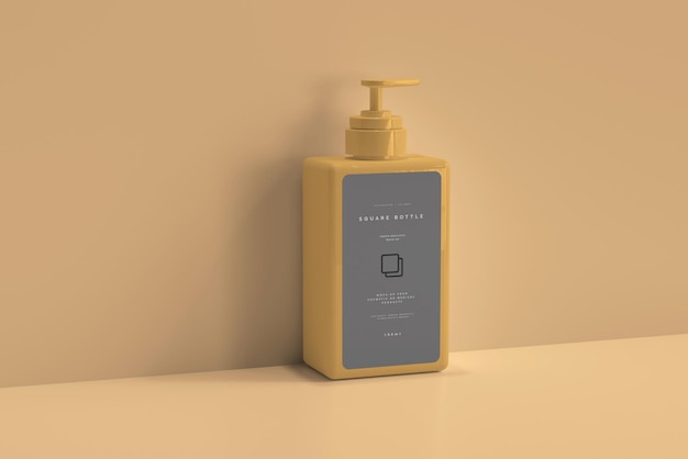 Mockup bottiglia pompa quadrata