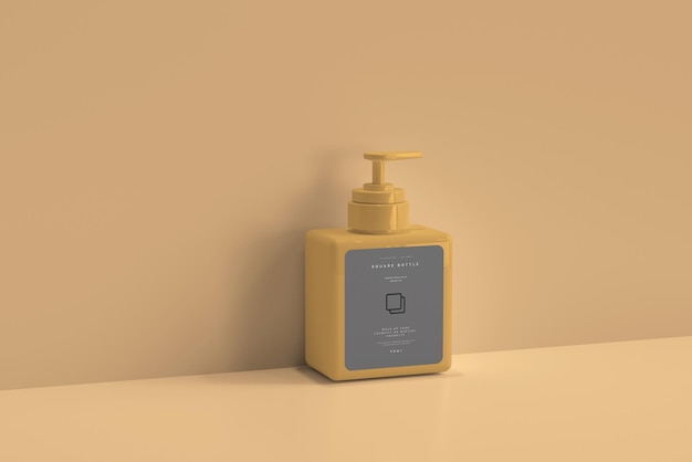 Mockup bottiglia pompa quadrata