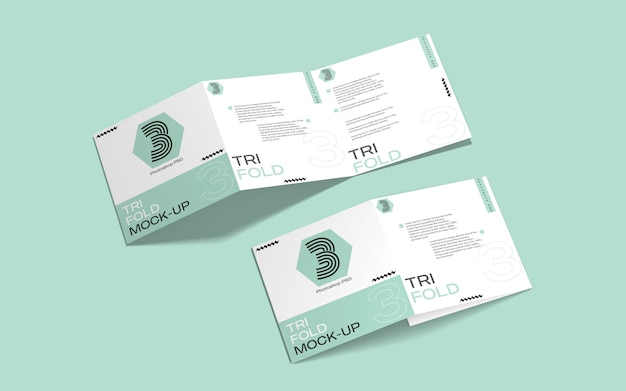 Mockup brochure quadrata ripiegabile