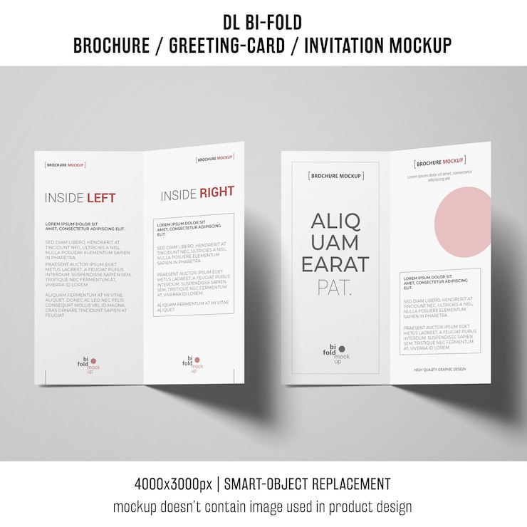 PSD mockup brosur bi-lipat atau undangan