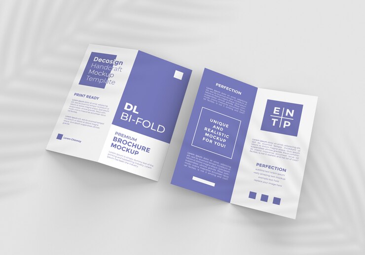 PSD mockup brosur dua lipatan ukuran dl