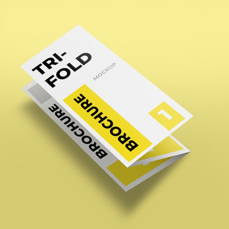 PSD mockup brosur lipat tiga