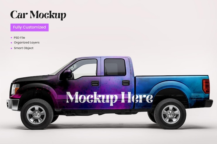 PSD mockup bungkus mobil atau truk psd
