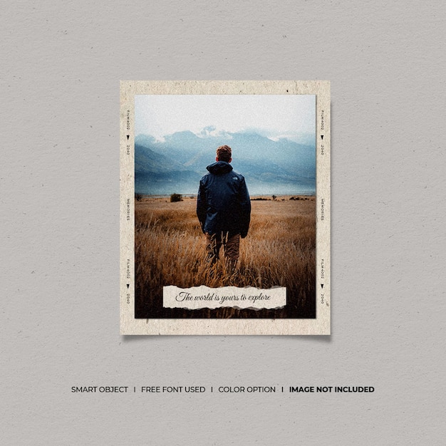 Mockup de cadre de film en papier photo posté sur les médias sociaux