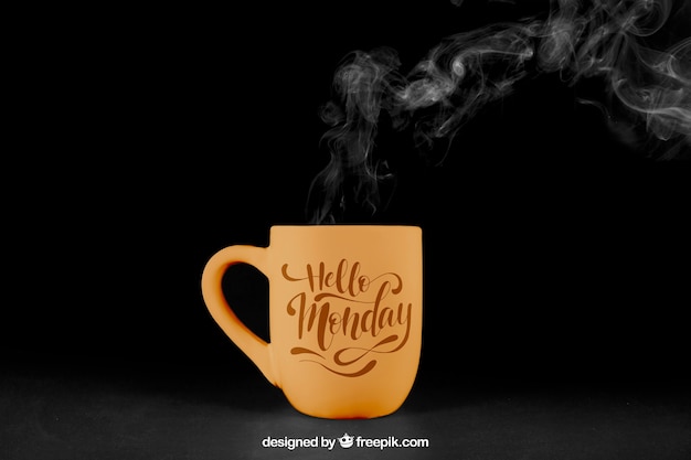 Mockup de café con humo