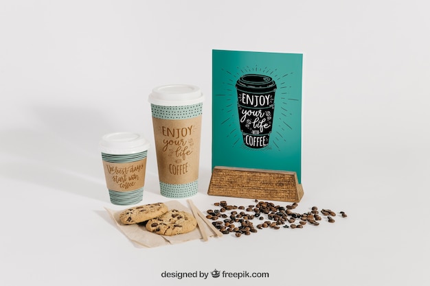 PSD mockup de café con menú