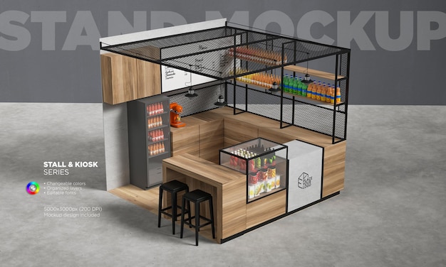 Mockup-café oder straßenkiosk