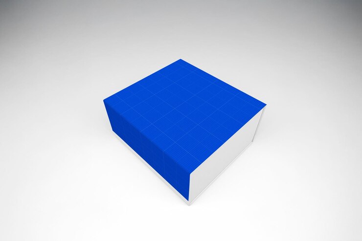 Mockup de caja azul y blanca