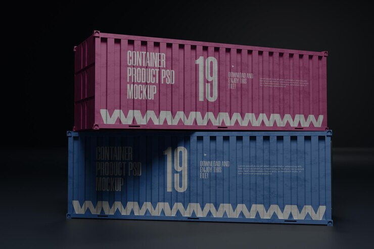 PSD mockup de caja de contenedor logístico de carga