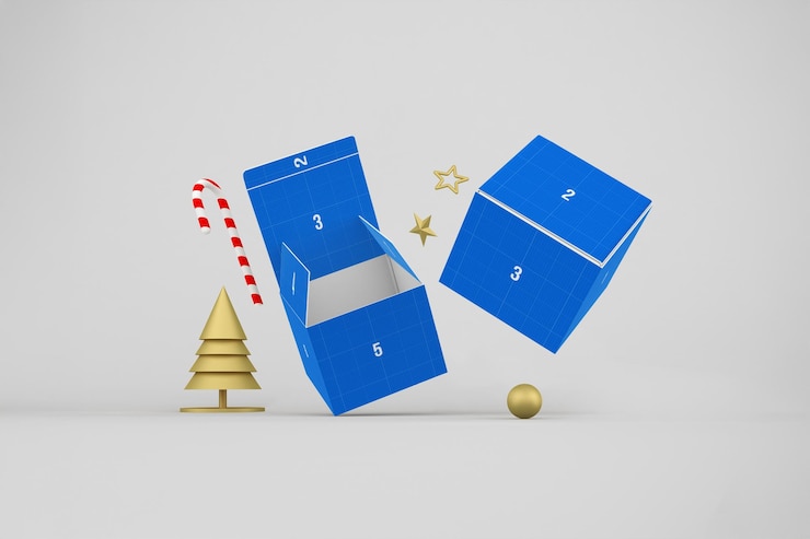 PSD mockup de la caja de navidad